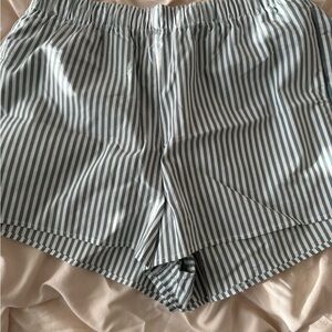 Hollister Gray and White Striped Sleep Shorts